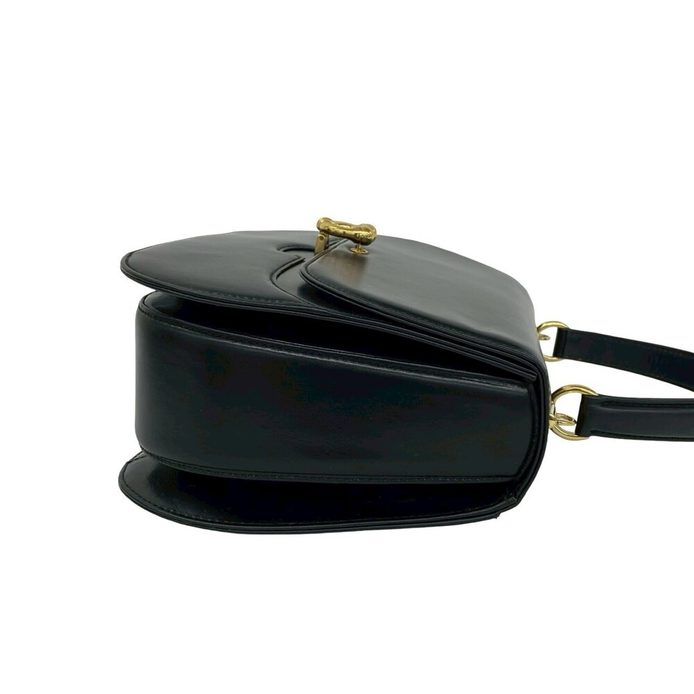 GUCCI Vintage Black Leather Horseshoe Shoulder Bag - Picture 6 of 10